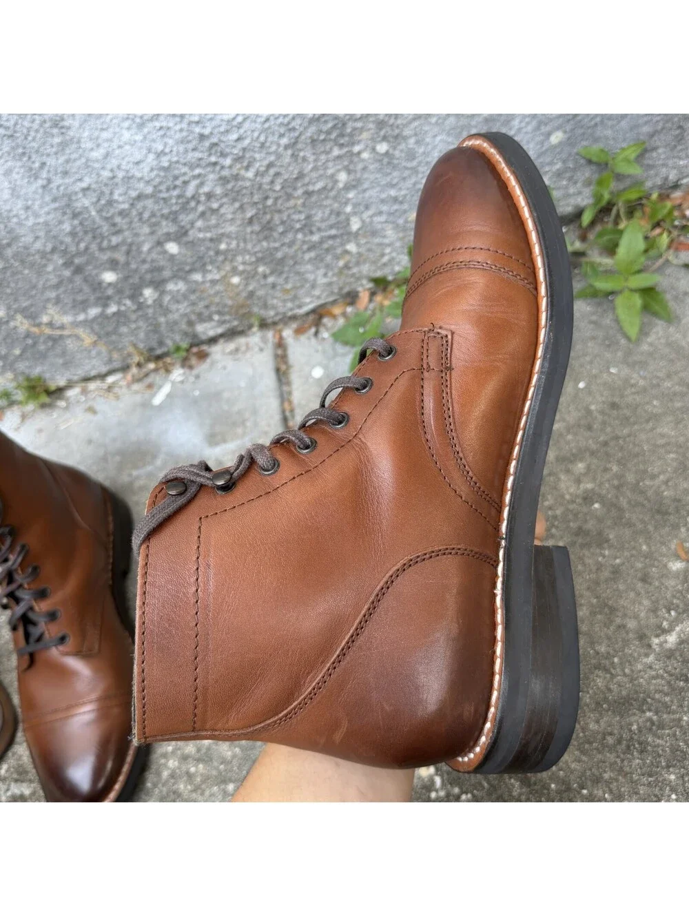 Thursday Boot Co Captain Classic Mens 10 Brandy Brown Leather Cap Toe Lace 20344